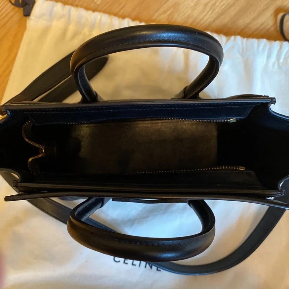 Céline mini luggage tote bicolour smooth calfskin in green and black - Picture 7 of 10